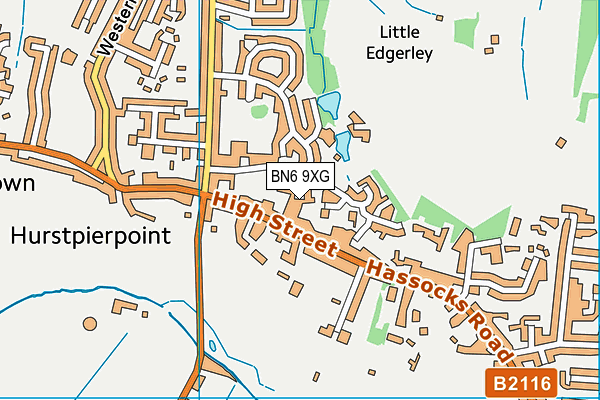 BN6 9XG map - OS VectorMap District (Ordnance Survey)