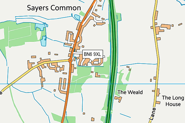 BN6 9XL map - OS VectorMap District (Ordnance Survey)