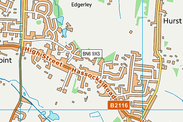 BN6 9XS map - OS VectorMap District (Ordnance Survey)