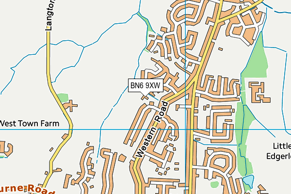BN6 9XW map - OS VectorMap District (Ordnance Survey)