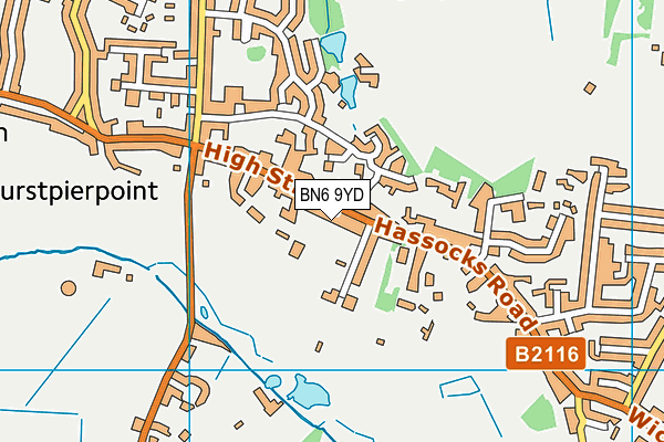 BN6 9YD map - OS VectorMap District (Ordnance Survey)