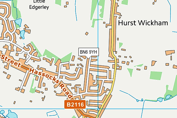BN6 9YH map - OS VectorMap District (Ordnance Survey)