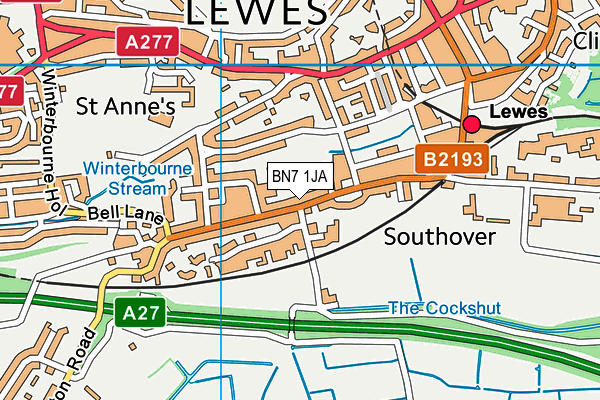 BN7 1JA map - OS VectorMap District (Ordnance Survey)