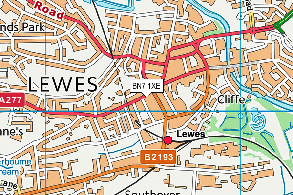 Harts Leisure Club map (BN7 1XE) - OS VectorMap District (Ordnance Survey)