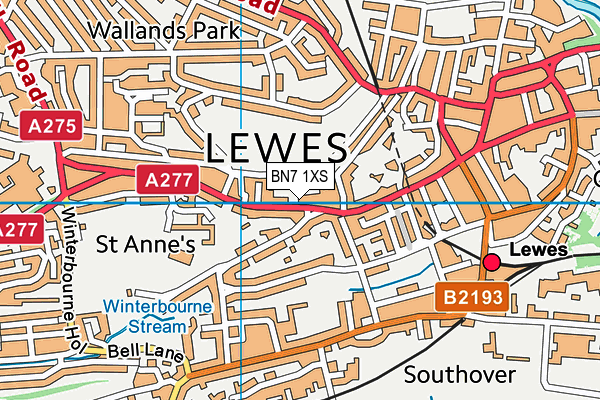 Lewes Old Grammar School map (BN7 1XS) - OS VectorMap District (Ordnance Survey)
