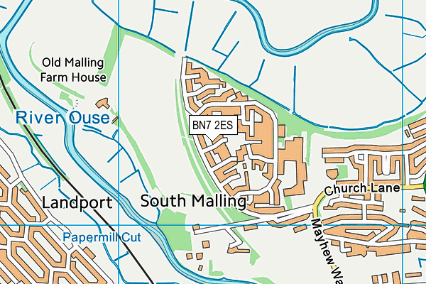 BN7 2ES map - OS VectorMap District (Ordnance Survey)