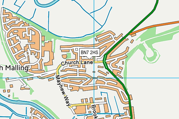 South Malling CofE Primary and Nursery School map (BN7 2HS) - OS VectorMap District (Ordnance Survey)
