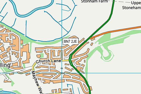 BN7 2JE map - OS VectorMap District (Ordnance Survey)