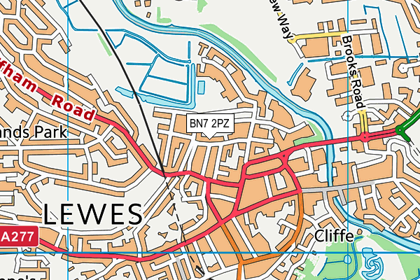 BN7 2PZ map - OS VectorMap District (Ordnance Survey)