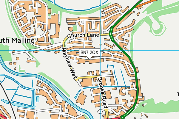BN7 2QX map - OS VectorMap District (Ordnance Survey)