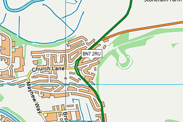 BN7 2RU map - OS VectorMap District (Ordnance Survey)