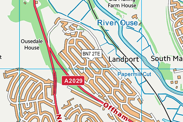 BN7 2TE map - OS VectorMap District (Ordnance Survey)