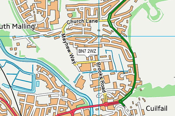 BN7 2WZ map - OS VectorMap District (Ordnance Survey)