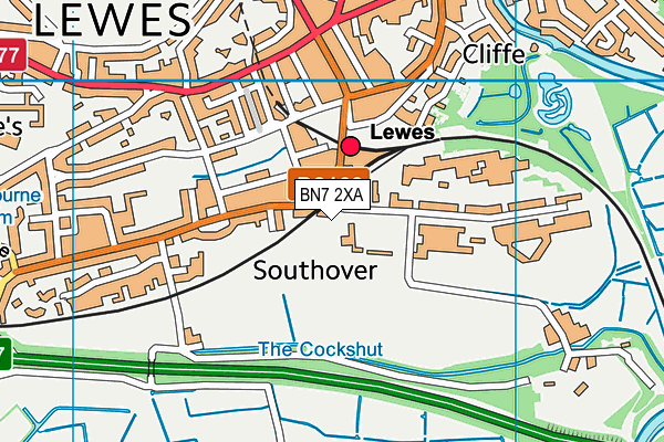 Lewes Fc (The Rookery 3g) map (BN7 2XA) - OS VectorMap District (Ordnance Survey)