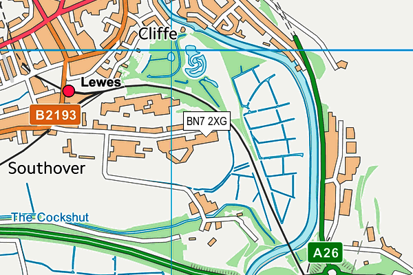 Lewes Leisure Centre map (BN7 2XG) - OS VectorMap District (Ordnance Survey)