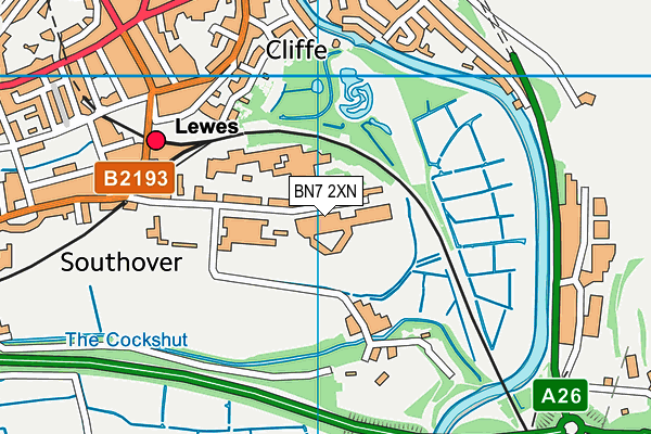 Priory School map (BN7 2XN) - OS VectorMap District (Ordnance Survey)