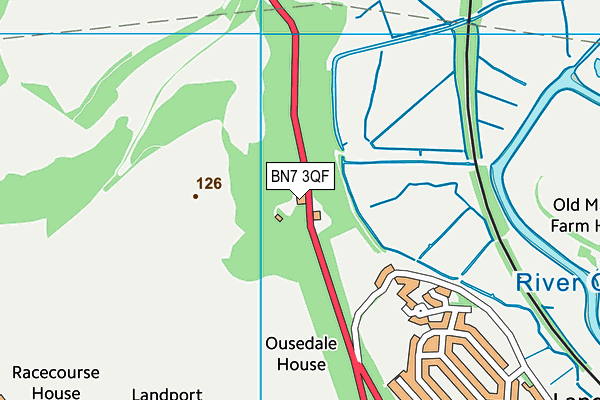 BN7 3QF map - OS VectorMap District (Ordnance Survey)