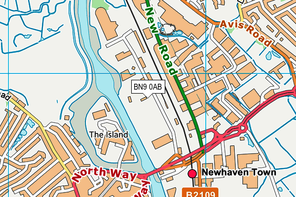 BN9 0AB map - OS VectorMap District (Ordnance Survey)