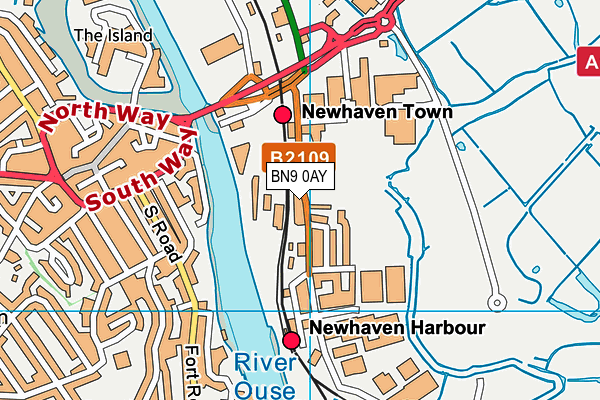 BN9 0AY map - OS VectorMap District (Ordnance Survey)