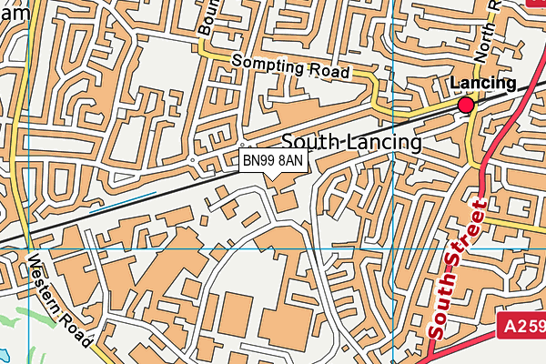 BN99 8AN map - OS VectorMap District (Ordnance Survey)