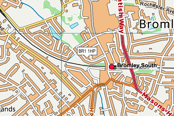 BR1 1HP map - OS VectorMap District (Ordnance Survey)