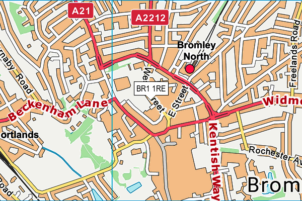 BR1 1RE map - OS VectorMap District (Ordnance Survey)