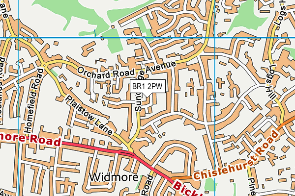 BR1 2PW map - OS VectorMap District (Ordnance Survey)