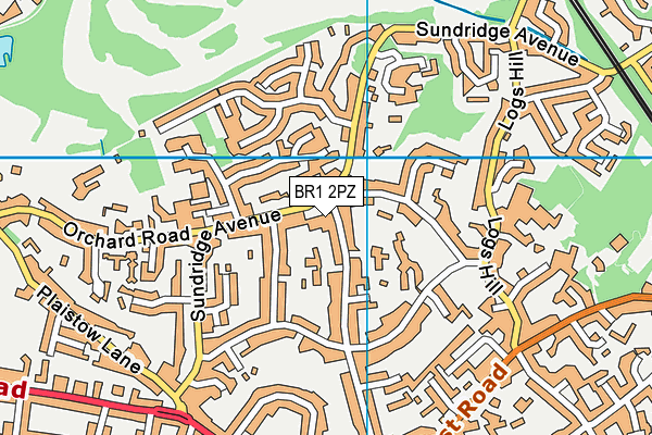 BR1 2PZ map - OS VectorMap District (Ordnance Survey)