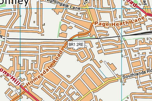 BR1 2RE map - OS VectorMap District (Ordnance Survey)