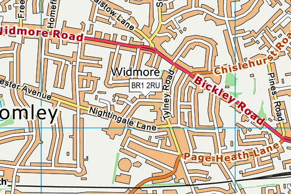 BR1 2RU map - OS VectorMap District (Ordnance Survey)