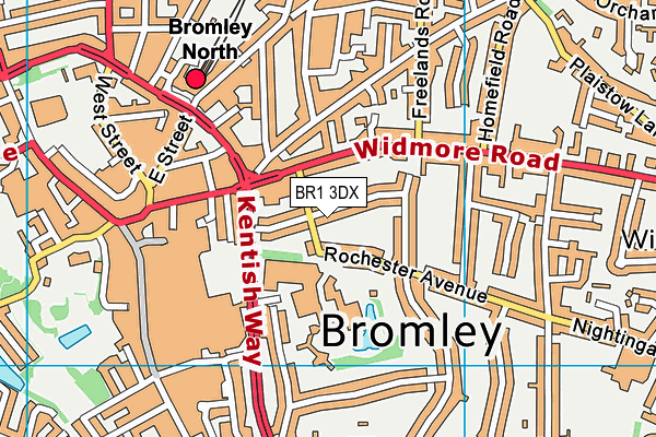 BR1 3DX map - OS VectorMap District (Ordnance Survey)