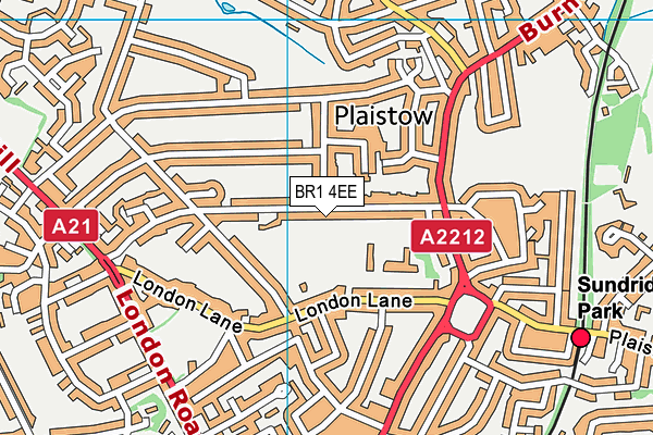 BR1 4EE map - OS VectorMap District (Ordnance Survey)