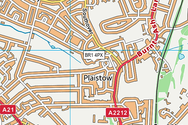 BR1 4PX map - OS VectorMap District (Ordnance Survey)