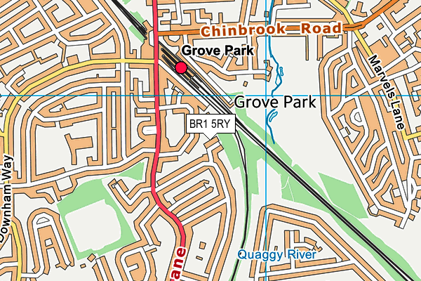 BR1 5RY map - OS VectorMap District (Ordnance Survey)