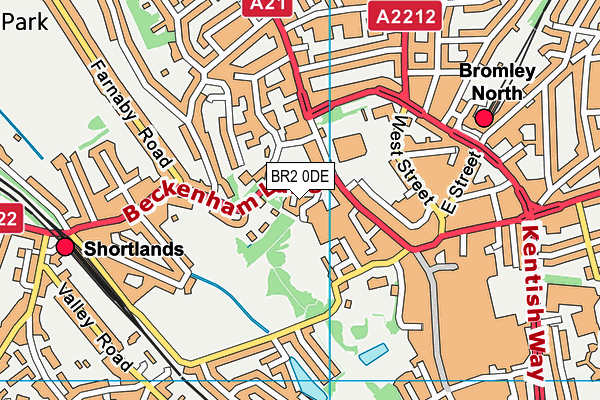 BR2 0DE map - OS VectorMap District (Ordnance Survey)