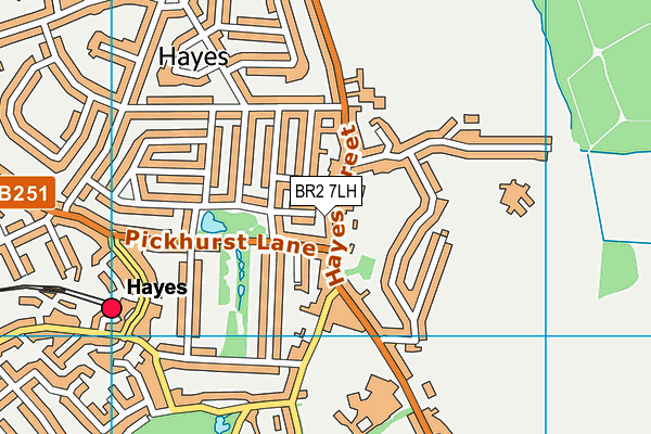 Hayes Village Hall map (BR2 7LH) - OS VectorMap District (Ordnance Survey)