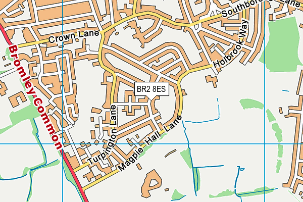 BR2 8ES map - OS VectorMap District (Ordnance Survey)
