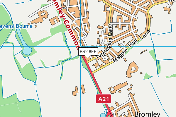 BR2 8FF map - OS VectorMap District (Ordnance Survey)