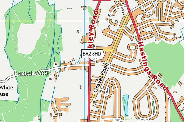BR2 8HD map - OS VectorMap District (Ordnance Survey)