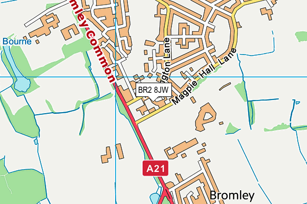 BR2 8JW map - OS VectorMap District (Ordnance Survey)