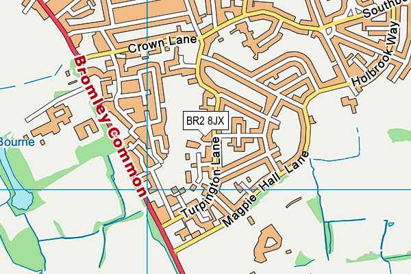 BR2 8JX map - OS VectorMap District (Ordnance Survey)