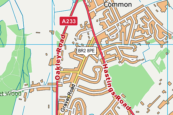 BR2 8PE map - OS VectorMap District (Ordnance Survey)