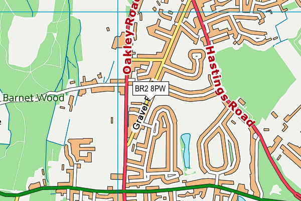 BR2 8PW map - OS VectorMap District (Ordnance Survey)