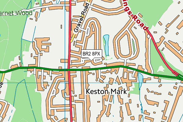BR2 8PX map - OS VectorMap District (Ordnance Survey)