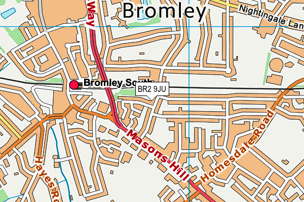 BR2 9JU map - OS VectorMap District (Ordnance Survey)