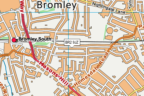 BR2 9JZ map - OS VectorMap District (Ordnance Survey)