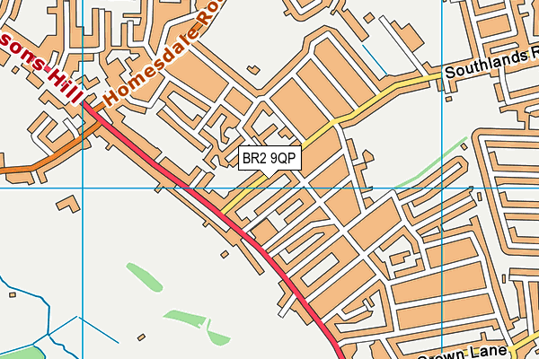 BR2 9QP map - OS VectorMap District (Ordnance Survey)