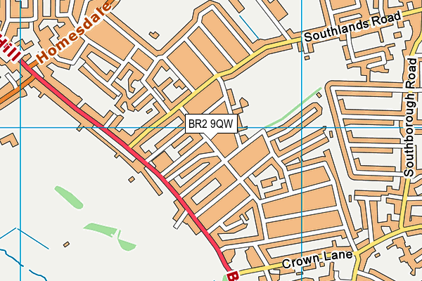 BR2 9QW map - OS VectorMap District (Ordnance Survey)