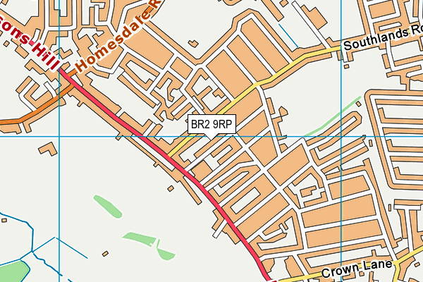BR2 9RP map - OS VectorMap District (Ordnance Survey)