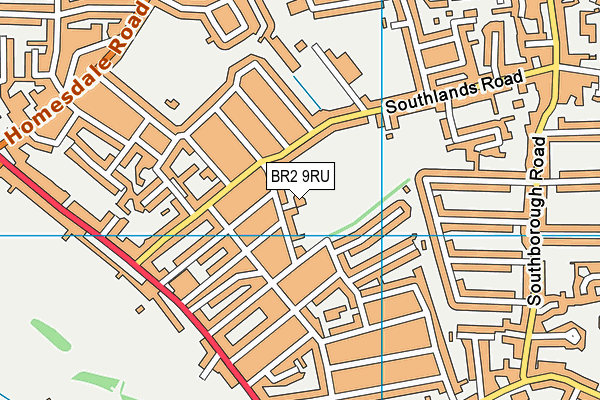 BR2 9RU map - OS VectorMap District (Ordnance Survey)